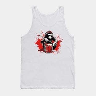 Monkey Playing Drums Tank Top